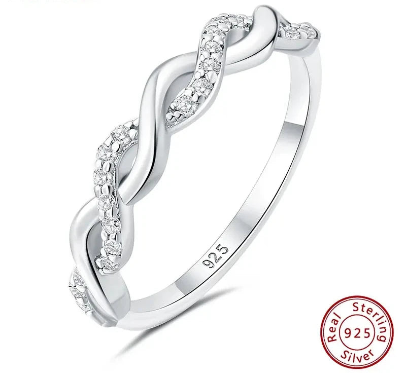 Moissanite Twisted 925 Sterling Silver Ring