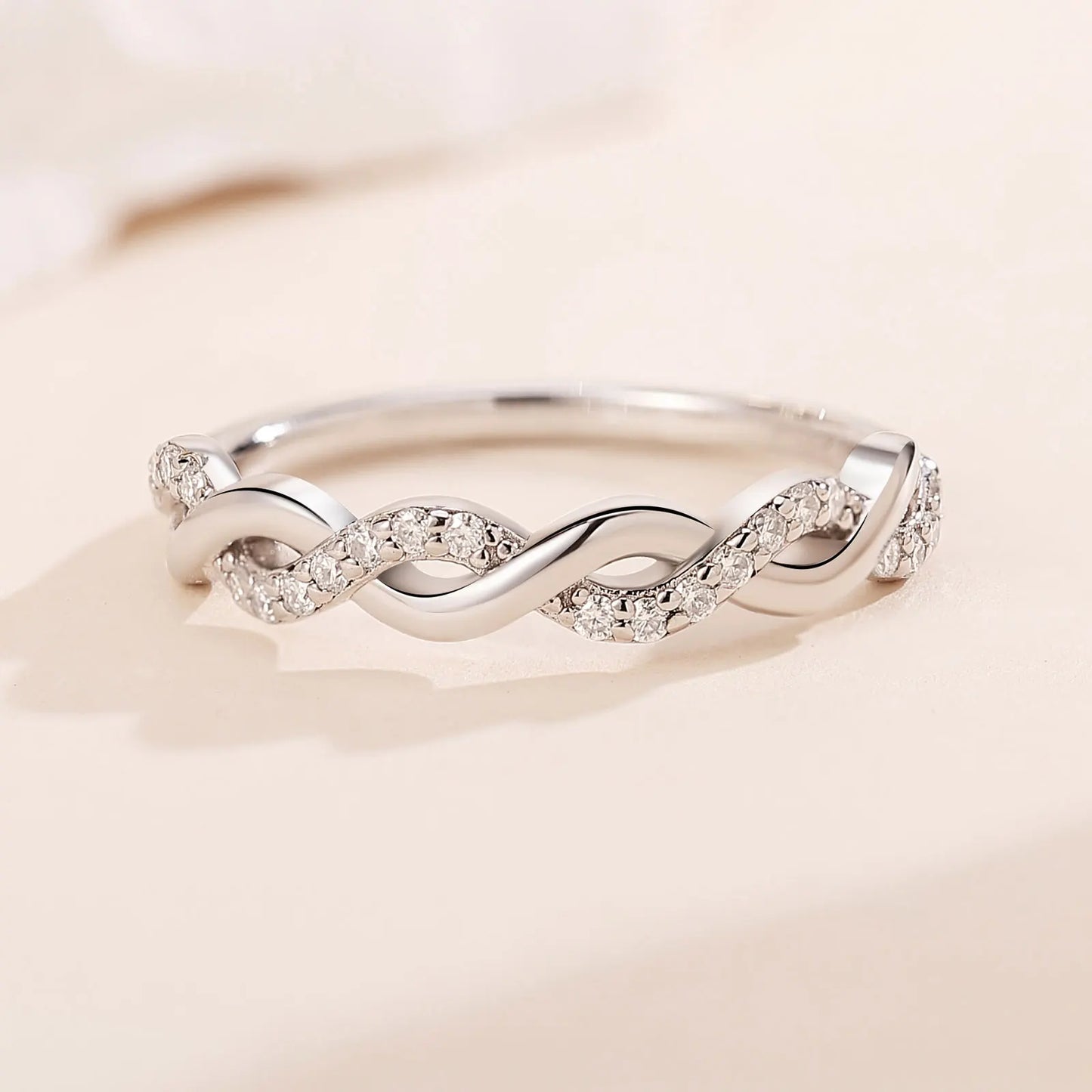 Moissanite Twisted 925 Sterling Silver Ring