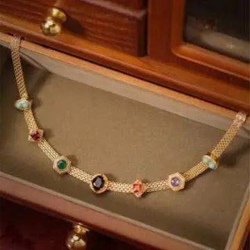 Vintage 14K Gold Filled Semi-Precious Stone Necklace