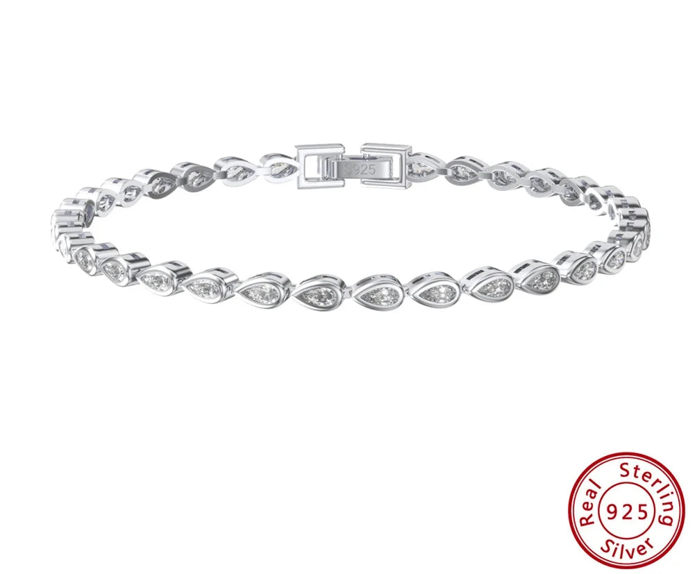 Tennis Bracelet 925 Sterling Silver Pear Cut 2*4mm CZ Bazel