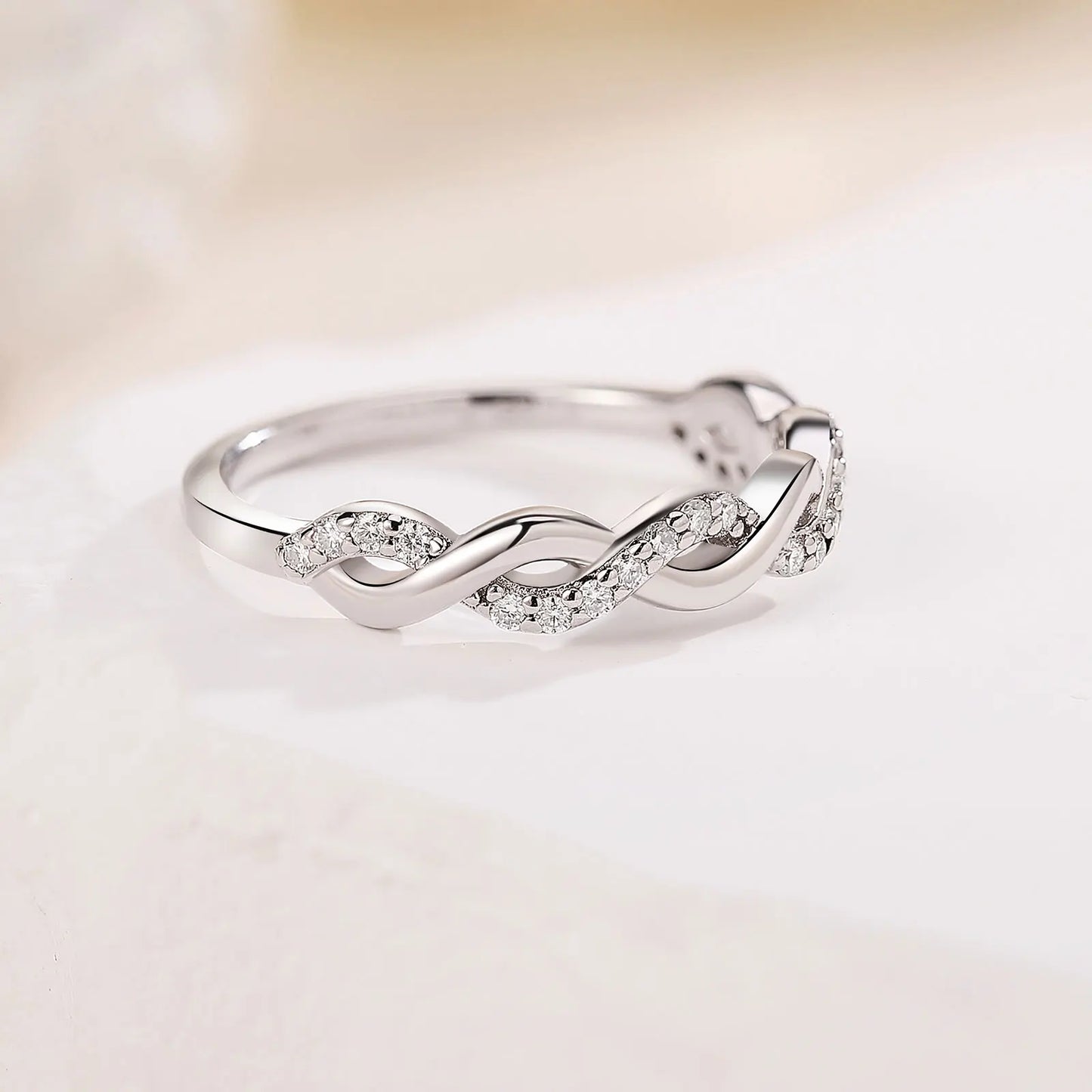 Moissanite Twisted 925 Sterling Silver Ring