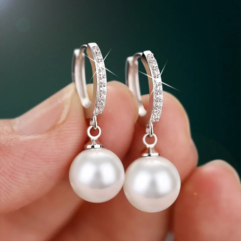 Genuine Natural Pearl Drop Earrings 925 Sterling Silver