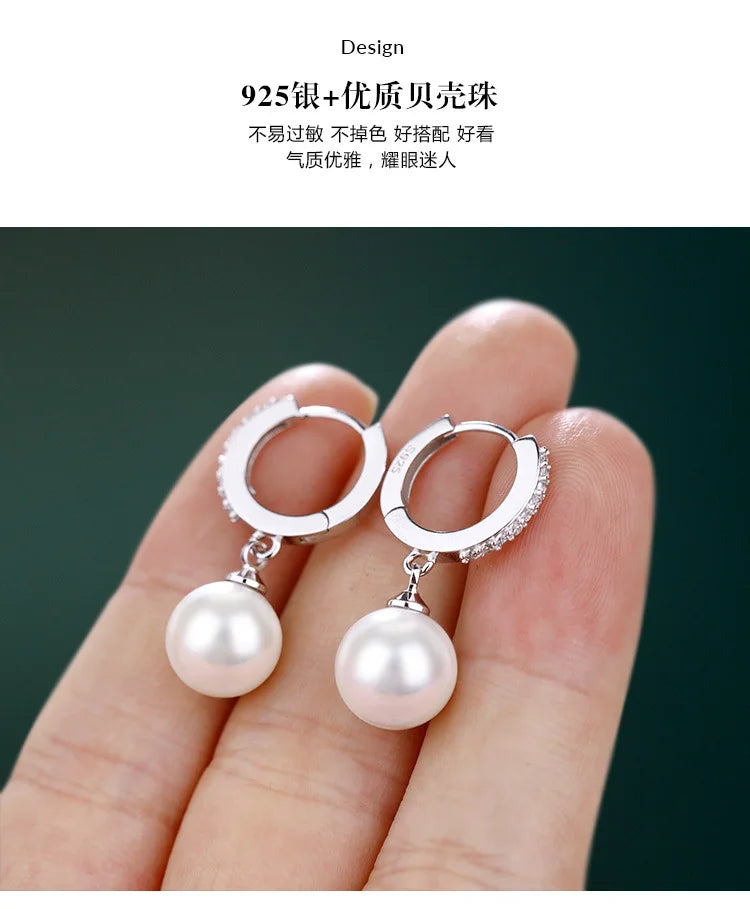 Genuine Natural Pearl Drop Earrings 925 Sterling Silver