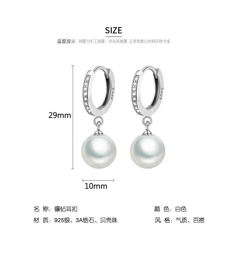 Genuine Natural Pearl Drop Earrings 925 Sterling Silver