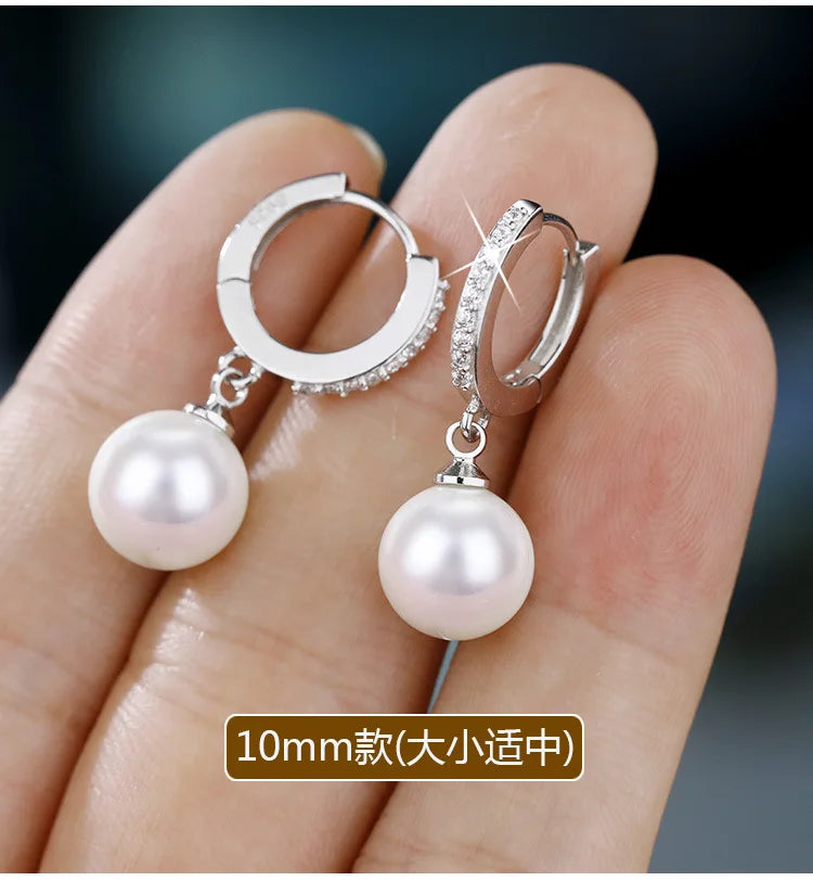 Genuine Natural Pearl Drop Earrings 925 Sterling Silver