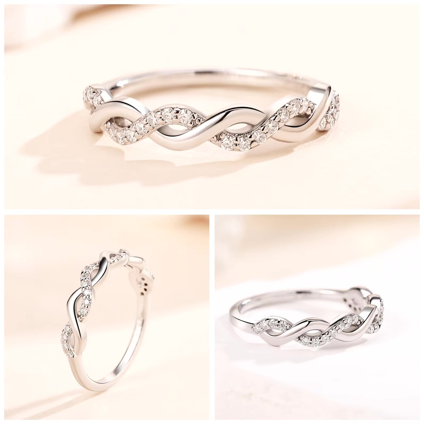 Moissanite Twisted 925 Sterling Silver Ring