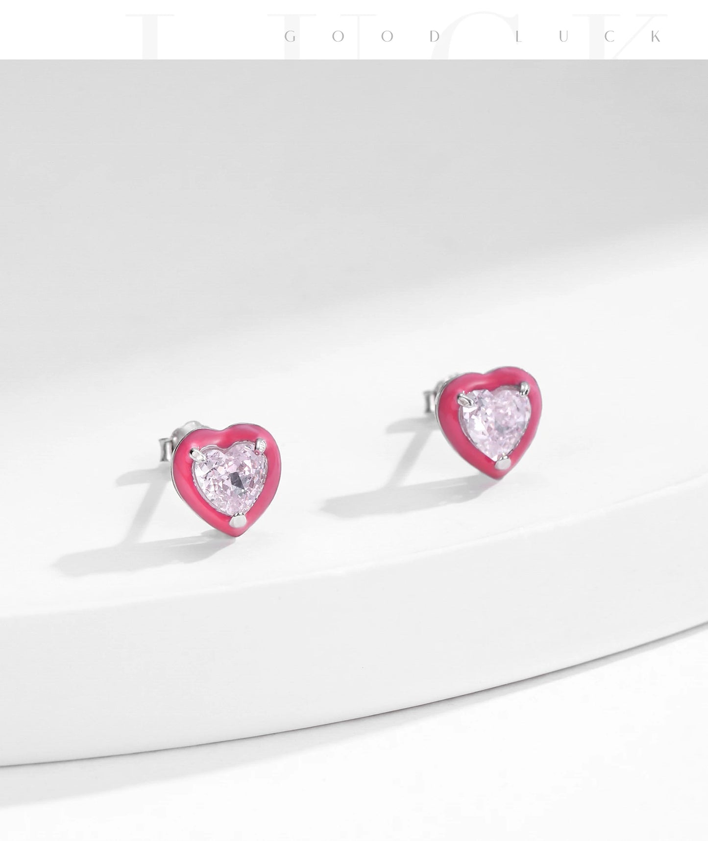 MODIAN Heart Oval Multicolor Enamel Stud Earrings Luxury Crushed Ice Cut CZ 925 Sterling Silver Earrings for Women