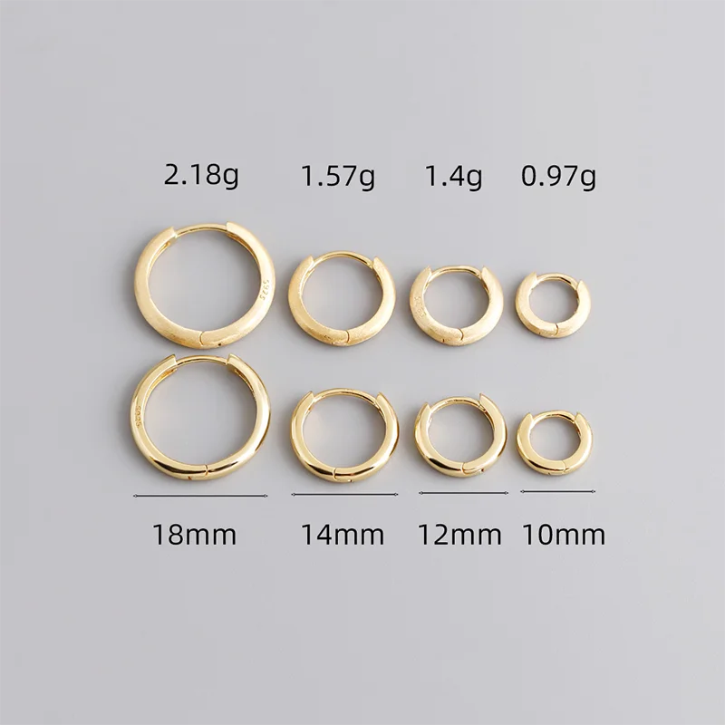 Gold Plated 925 Sterling Silver Minimalist Matte Huggies Ear Hoop Earrings