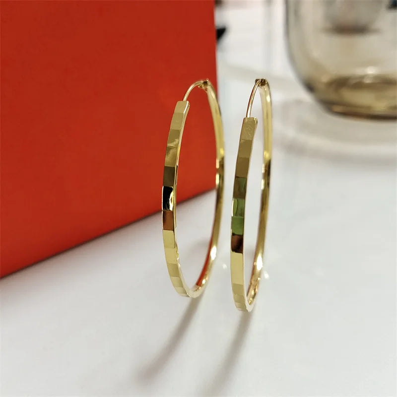 New Fashion18K Gold Plated Hoop Earrings 925 Sterling Silver