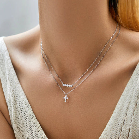 Sparkling Moissanite Lab Diamond Pendant Necklaces Short Eye Catching Design Sterling Silver Link Chain Jewelry Gifts for Women