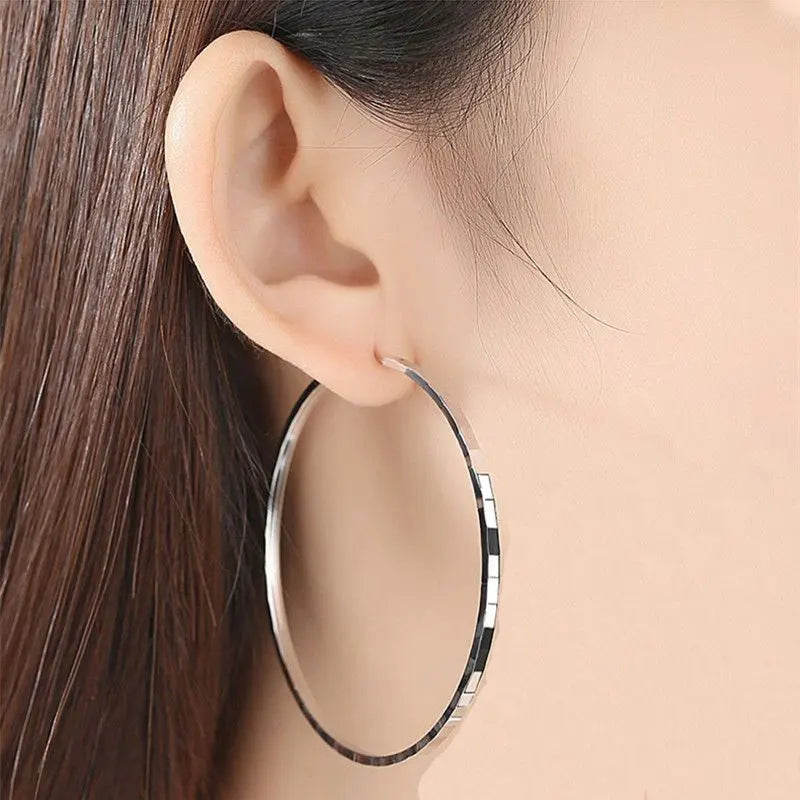 New Fashion18K Gold Plated Hoop Earrings 925 Sterling Silver