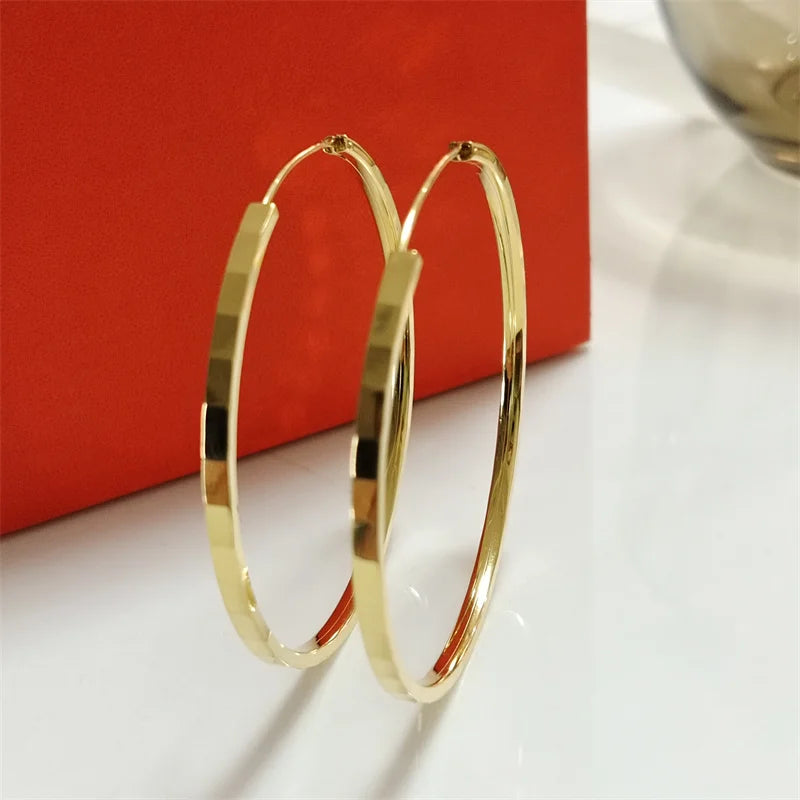 New Fashion18K Gold Plated Hoop Earrings 925 Sterling Silver