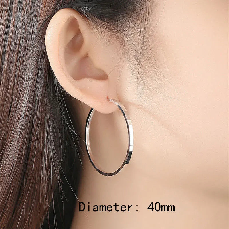 New Fashion18K Gold Plated Hoop Earrings 925 Sterling Silver