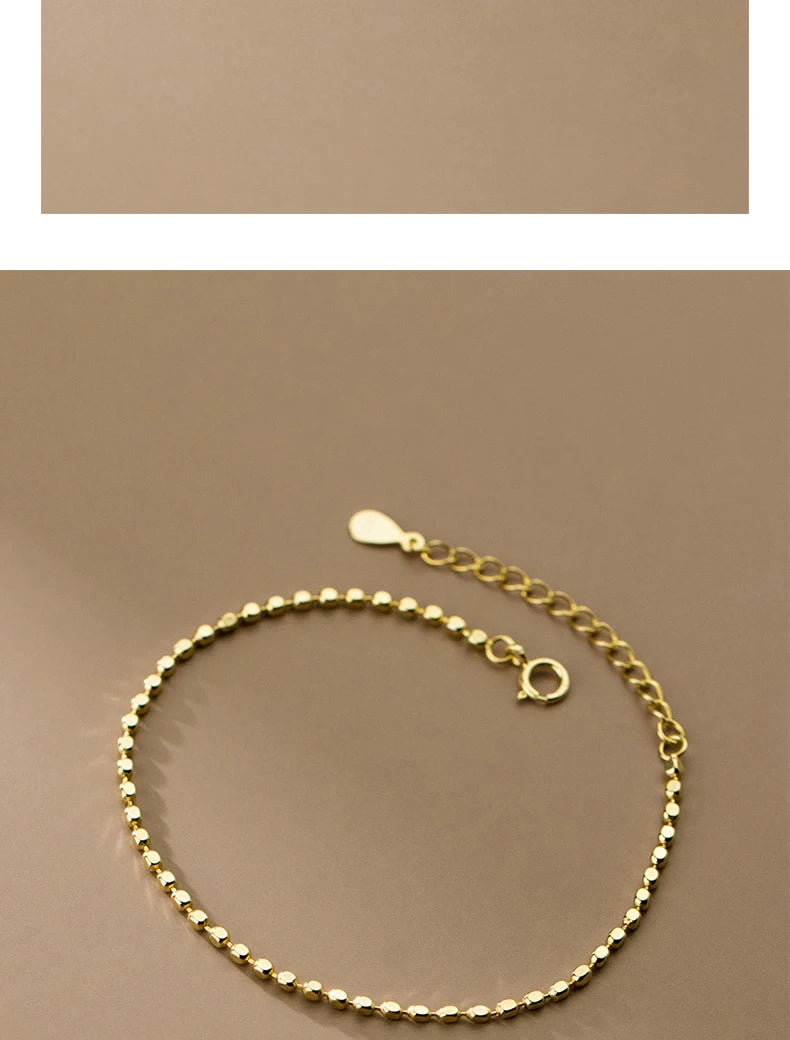 Simple Square Link Chain Bracelets Real 925 Sterling Silver Trendy Stackable Bracelet For Women Gold Color Jewelry Gifts