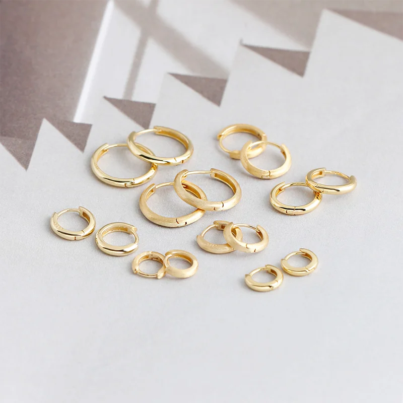 Gold Plated 925 Sterling Silver Minimalist Matte Huggies Ear Hoop Earrings