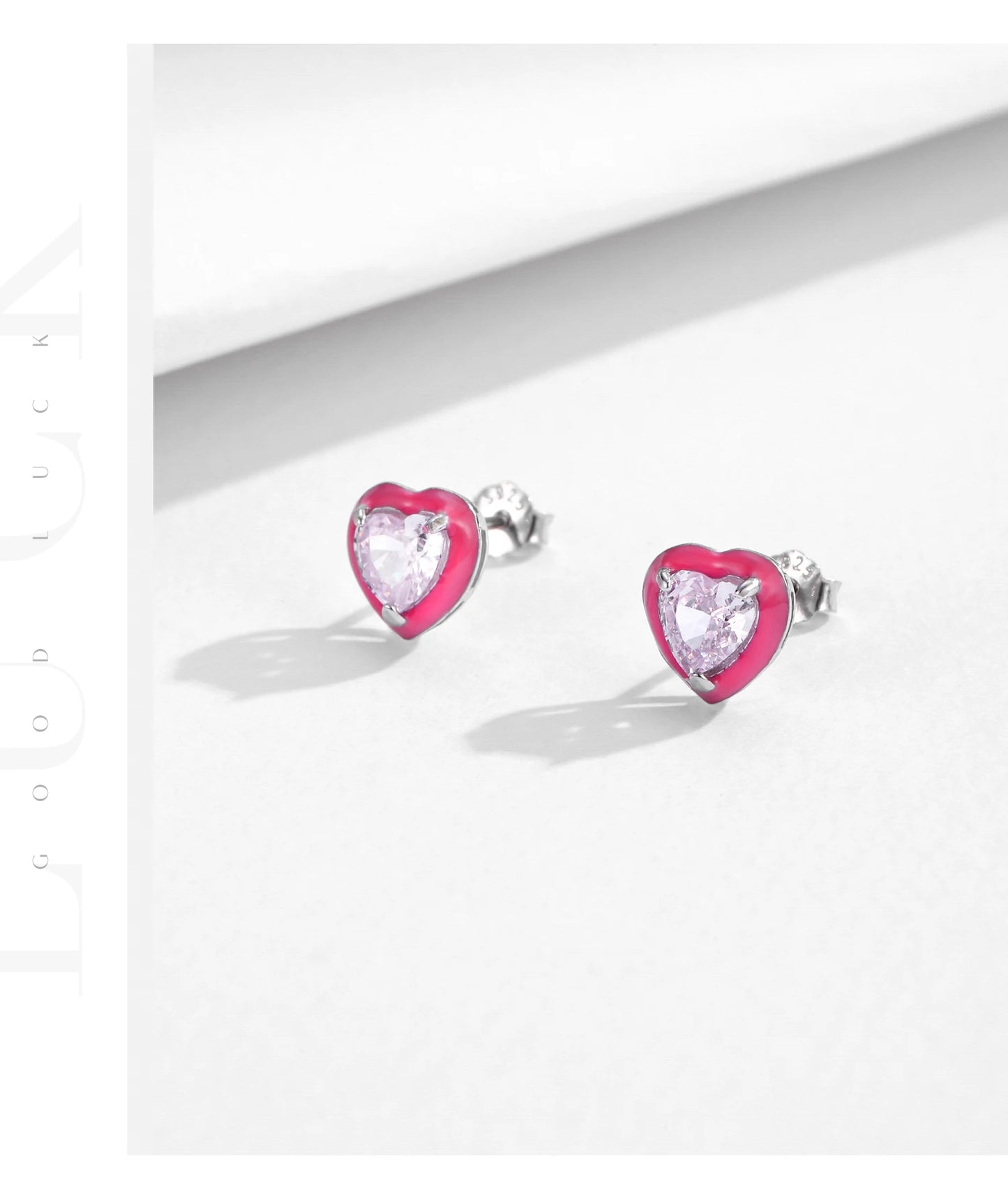 MODIAN Heart Oval Multicolor Enamel Stud Earrings Luxury Crushed Ice Cut CZ 925 Sterling Silver Earrings for Women