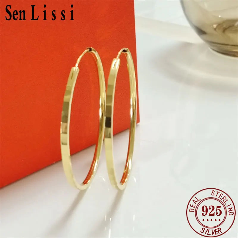 New Fashion18K Gold Plated Hoop Earrings 925 Sterling Silver