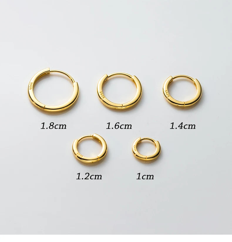 Simple Circle Ear Buckle14mm - 18mm Platinum Plated Hypoallergenic Hoop Earrings For Women Jewelry