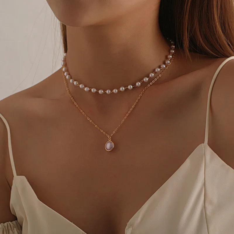 2024 New Women's Pearl Layer Chain Choker