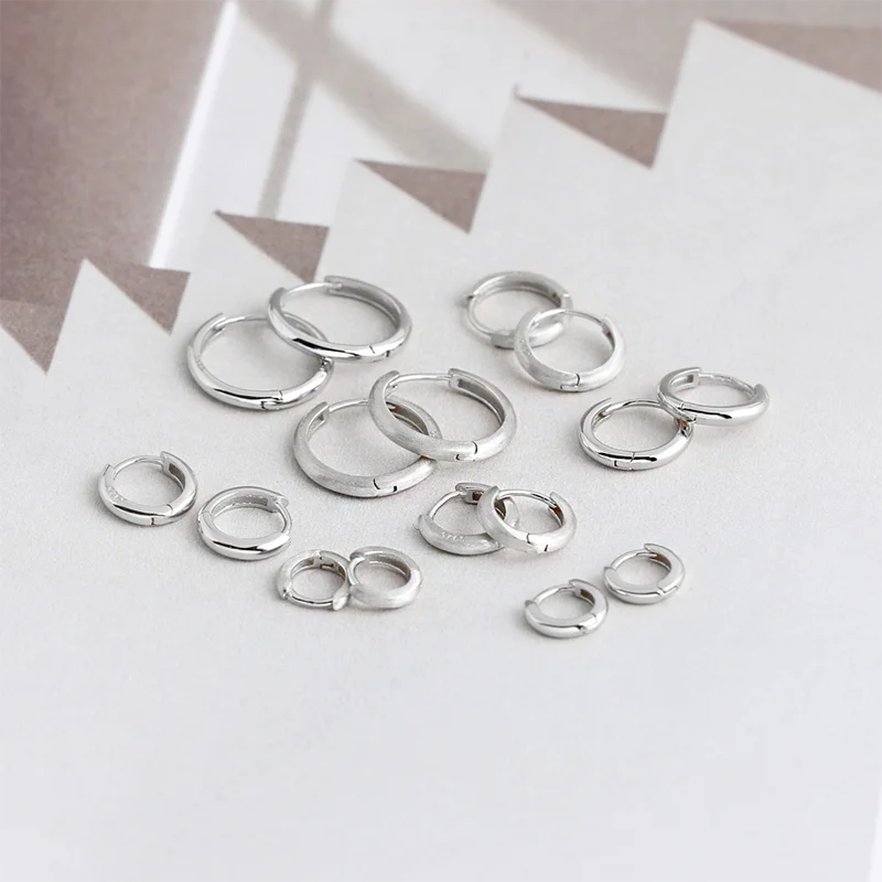 Gold Plated 925 Sterling Silver Minimalist Matte Huggies Ear Hoop Earrings