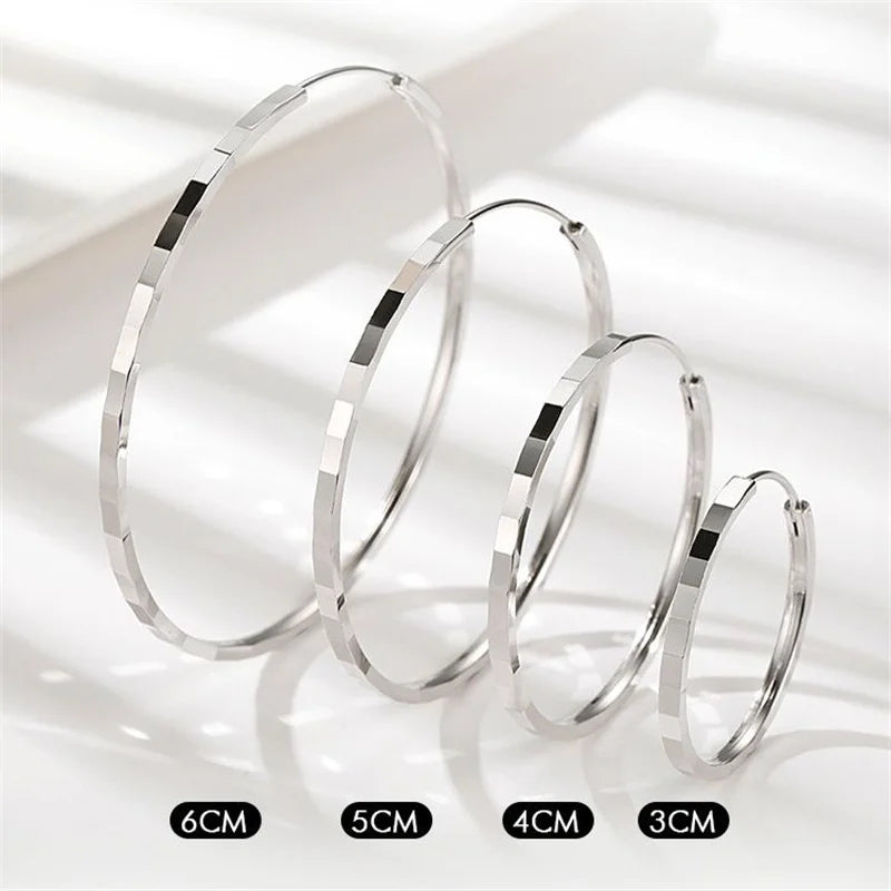 New Fashion18K Gold Plated Hoop Earrings 925 Sterling Silver