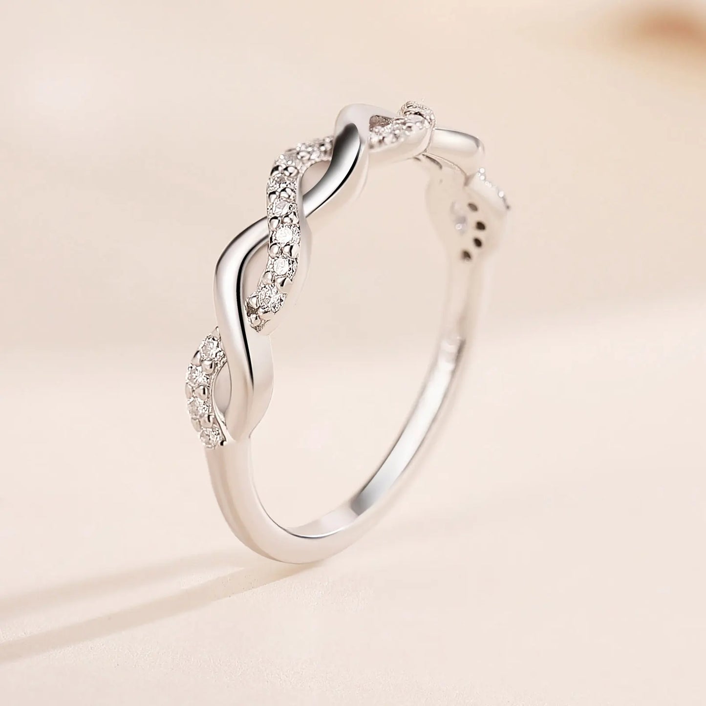 Moissanite Twisted 925 Sterling Silver Ring