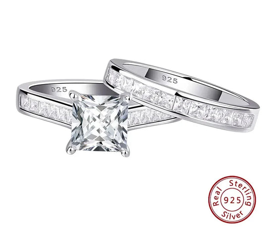 2 Pieces Classic Ring Set 925 Sterling Silver